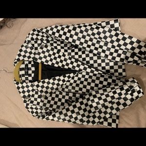 Checkered faux leather jacket